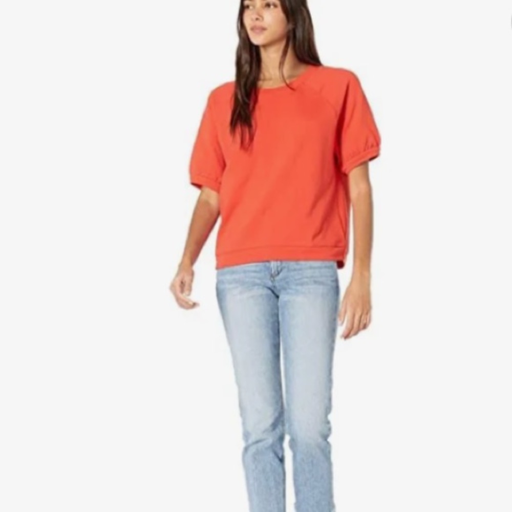 Madewell Short Sleeve Sweatshirt Tee in Coral Orange